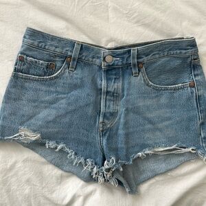 Levi's Blue Jean Shorts Distressed Raw Hem